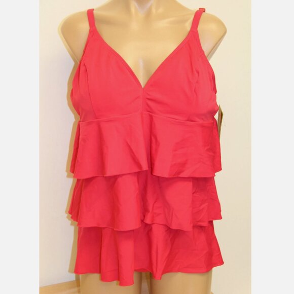 New Fit 4u Swimsuit Tankini 2 pc set Sz 22W New Rouge - Picture 2 of 4